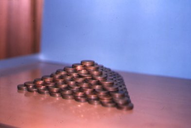 Pyramid made from pennies