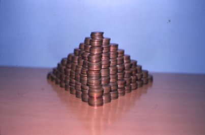 Pyramid made from pennies